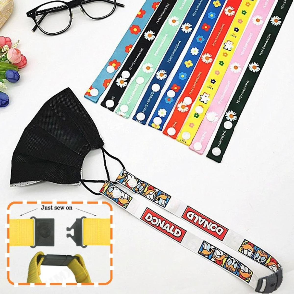 Safety Breakaway Face Mask Lanyard w/ Snap Button Full Color 1