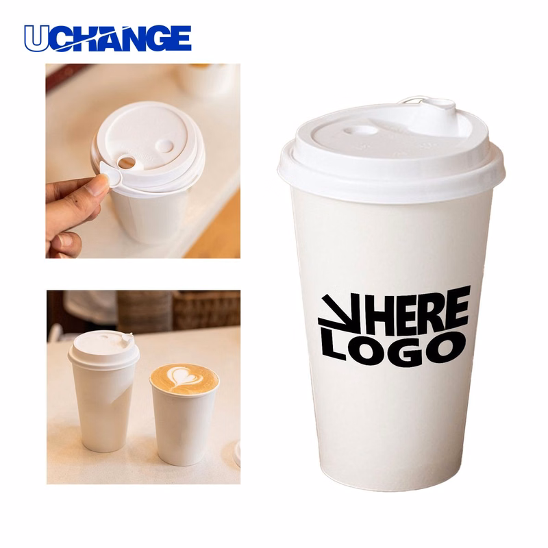 Paper Drinks Cup Container with Lids (16oz)