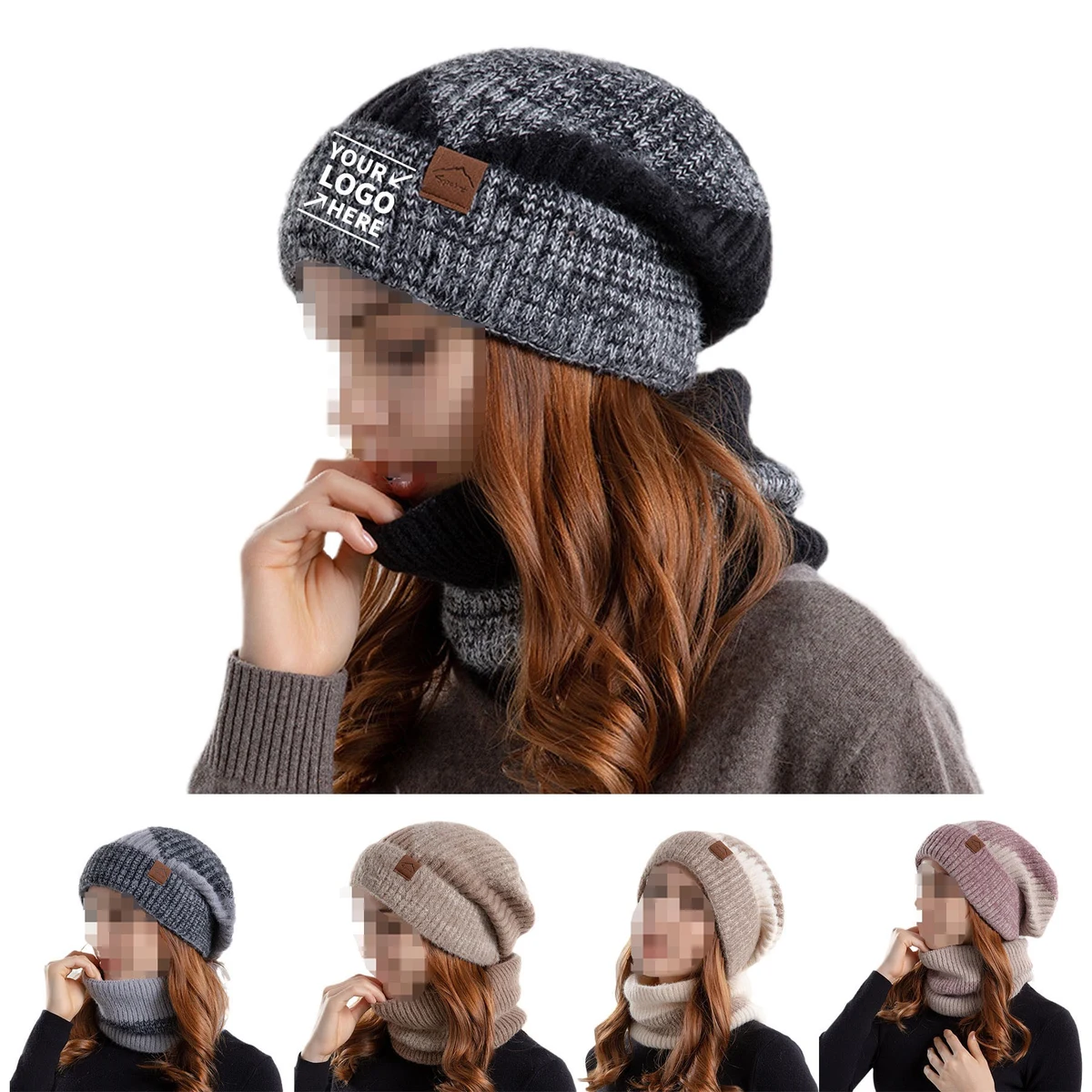 Knit Hat/Neck Warmer Set For Winter Warmth 1