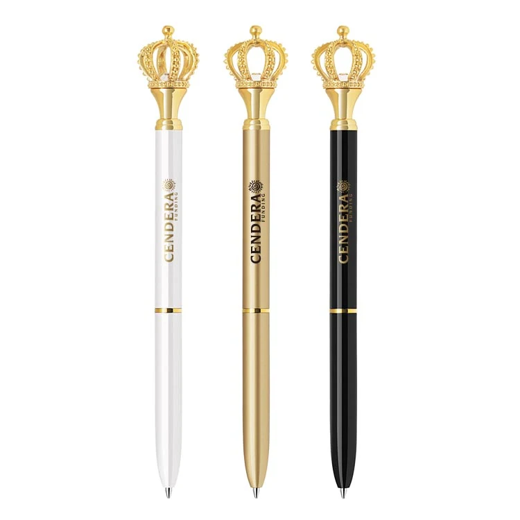 Diamond Encrusted Crown twist action metal ballpoint pen 1
