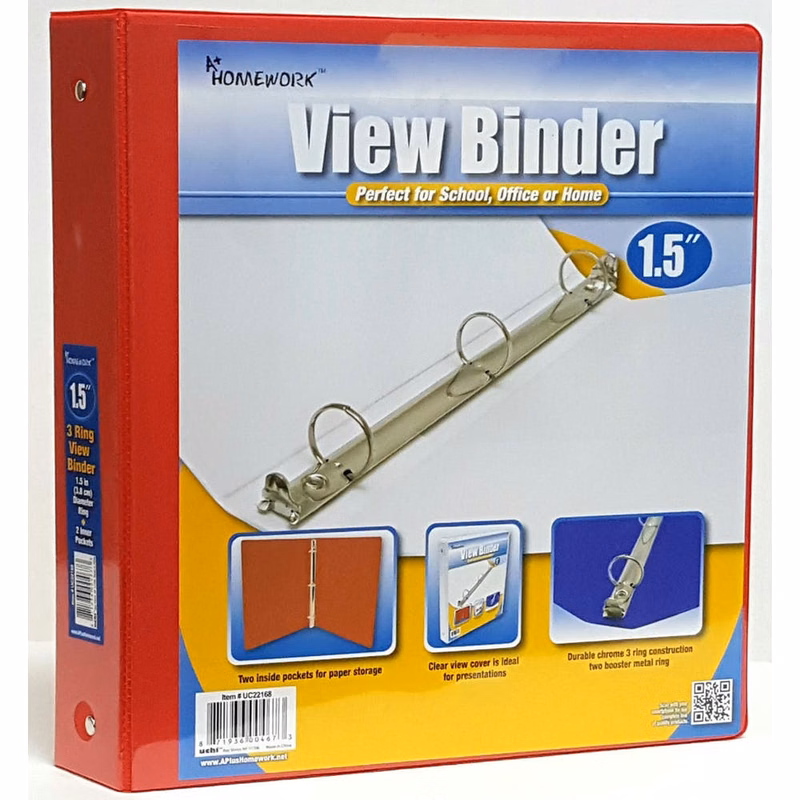 1.5" 3-Ring Binders - Red 2 Pockets View Cover