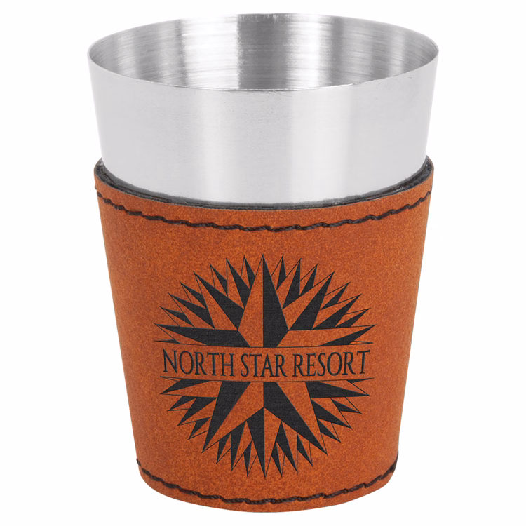 2 oz. Rawhide Leatherette & Stainless Steel Shot Glass