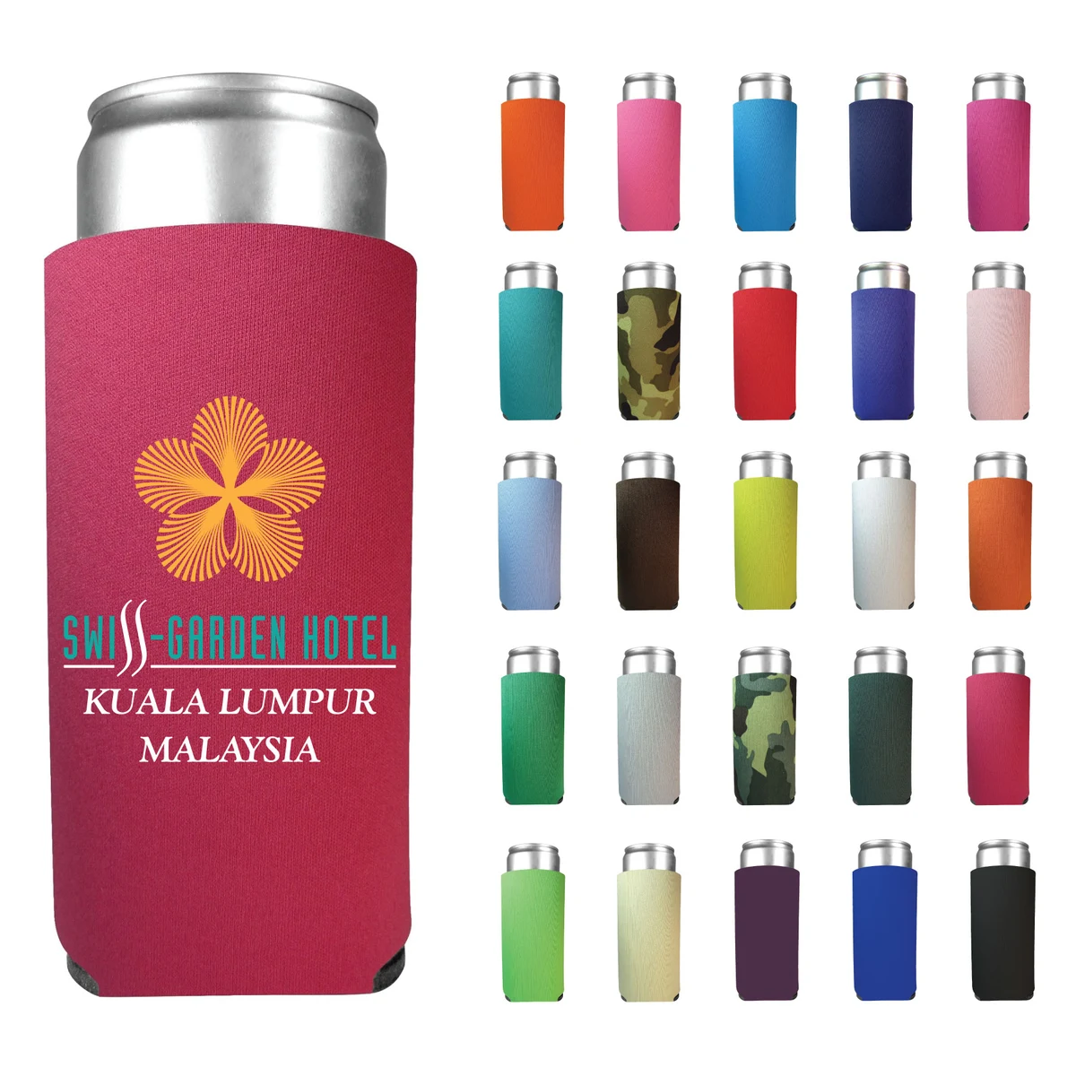 Collapsible 12 oz. Slim Foam Can Cooler - Screen Printed, custom koozie with logo imprint 1