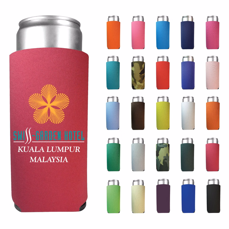 Collapsible 12 oz. Slim Foam Can Cooler - Screen Printed