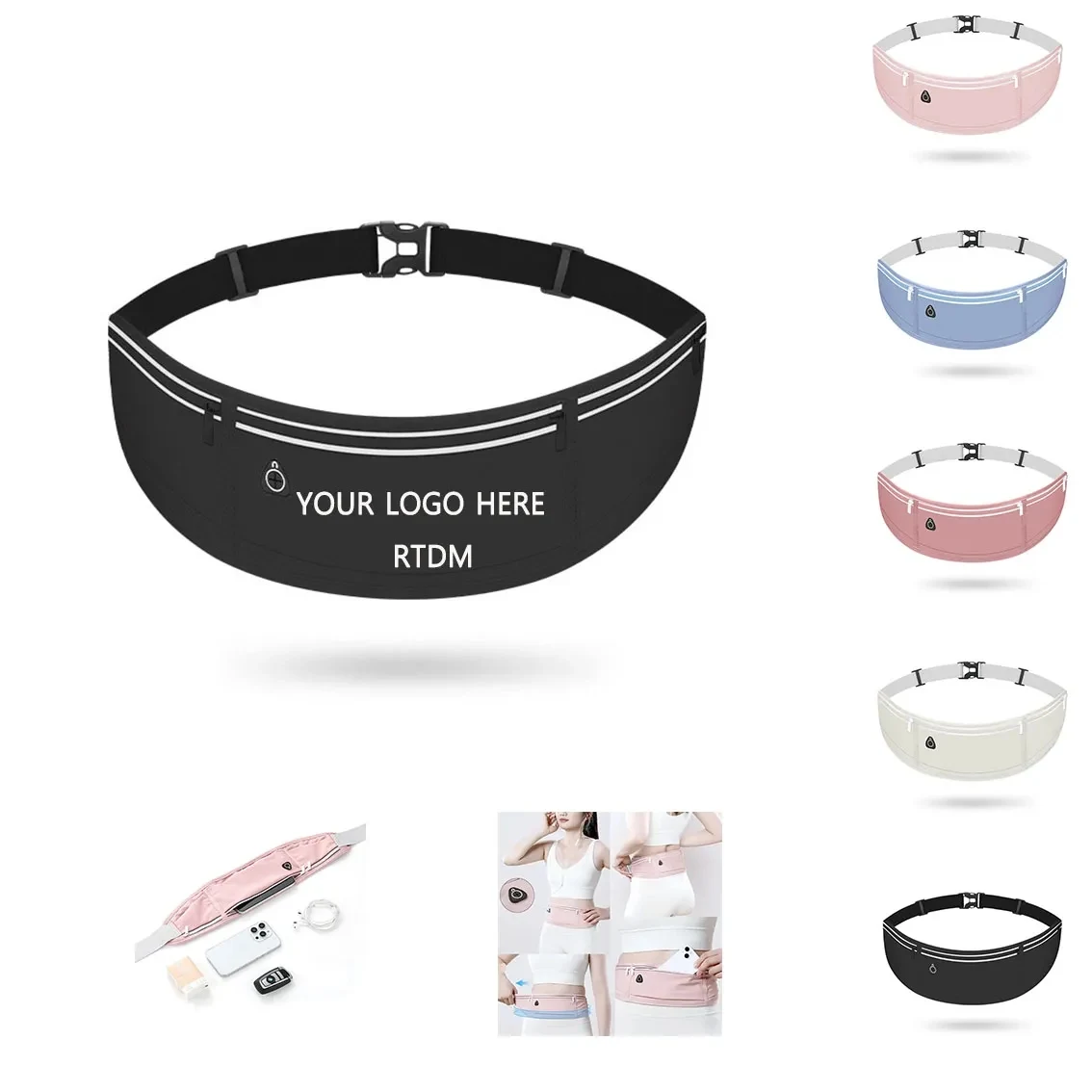 3 Pockets Waterproof Reflective Sport Waist Bag 1