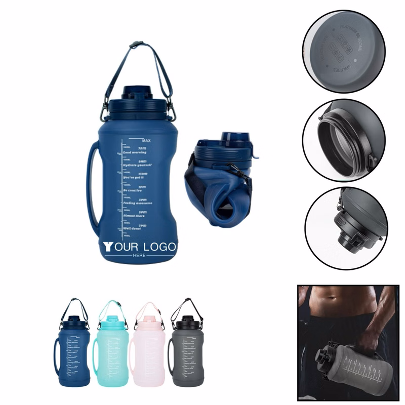 Silicone Collapsible Water Bottles With Strap 