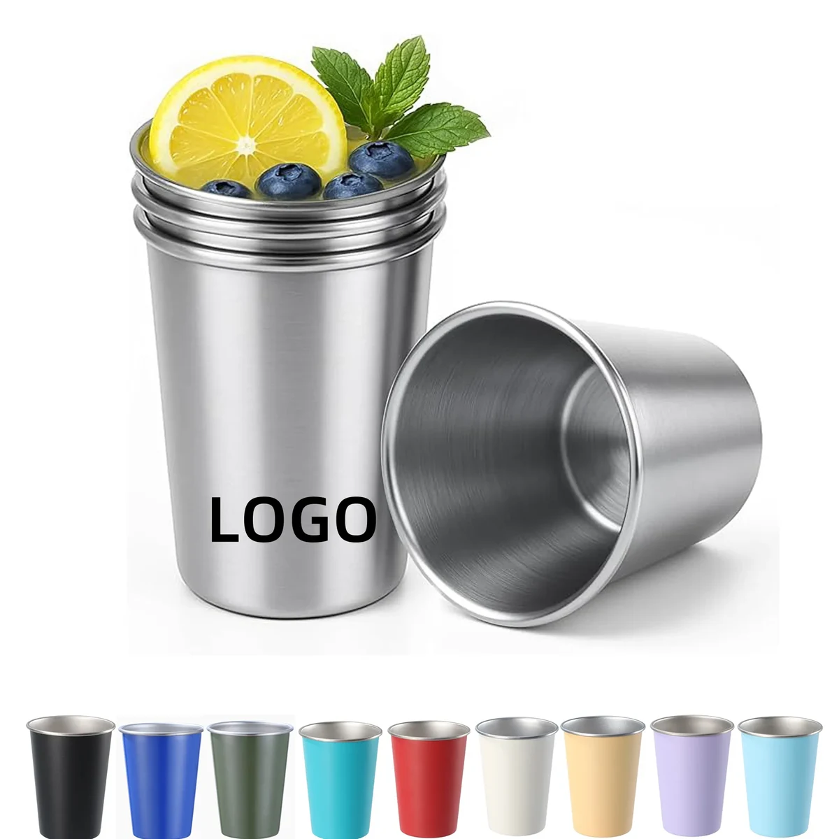 12oz Stainless Steel Cups Stackable Metal Drinking Glasses 1