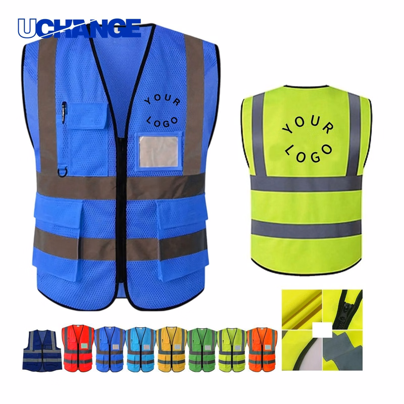 Fluorescent Safety Vest with Reflective Strips for Work Use