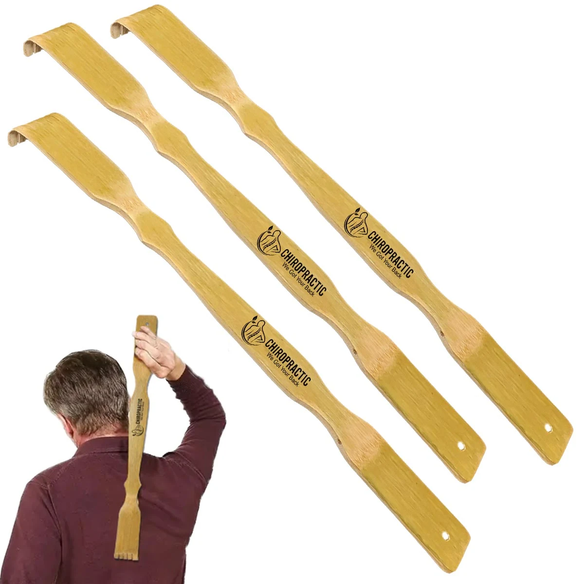 19" Bamboo Natural Wood Back Scratcher Stress Reliever 1