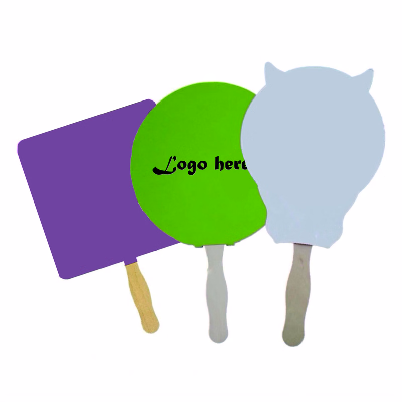 Full Color Practical Paper Fan With Wooden Handle