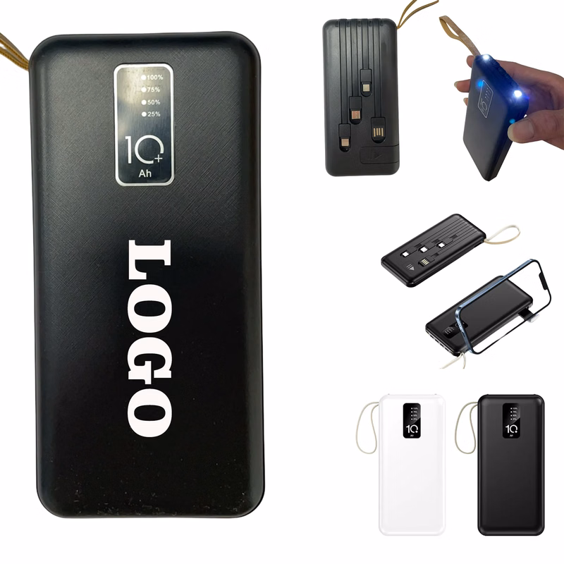 10000 mAh Built-in Corded Power Bank With Phone Holder