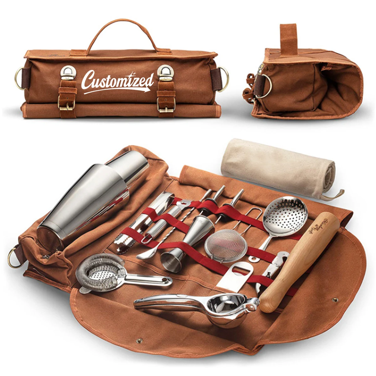 Canvas Bartender Tool Roll Bag Organizer 1