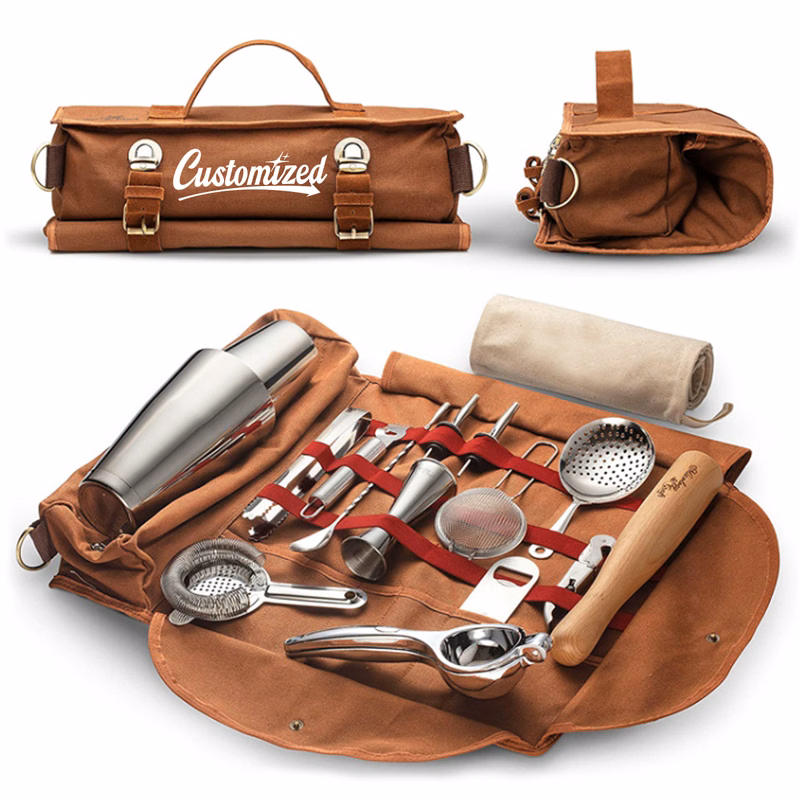 Canvas Bartender Tool Roll Bag Organizer