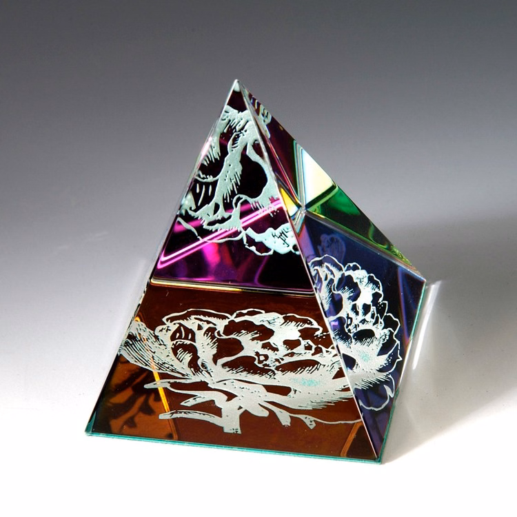 2-1/8" Rainbow Colored Pyramid Paperweight_D006AF