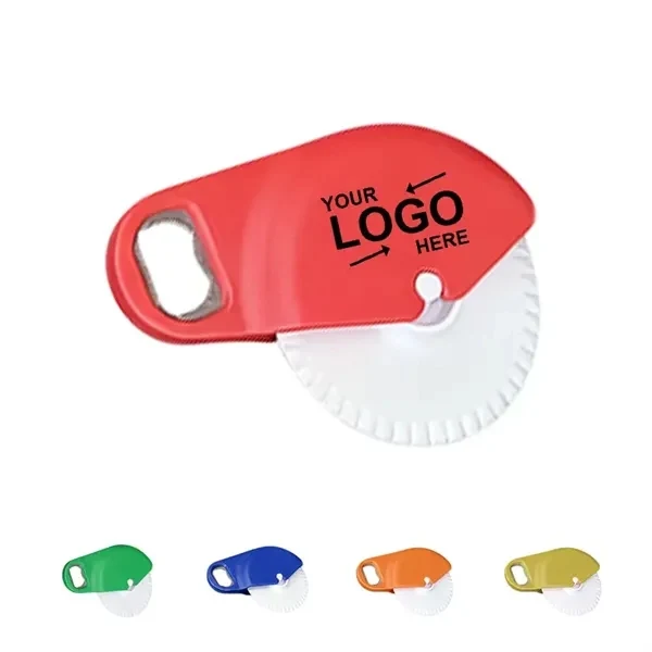 Custom Ergonomic Pizza Cutter With Metal Bottle Opener — Kitchen Combo Tool 1