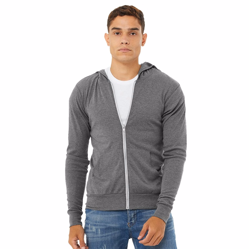 Unisex Triblend Lightweight Full-Zip Hooded Long Sleeve Tee - 3939