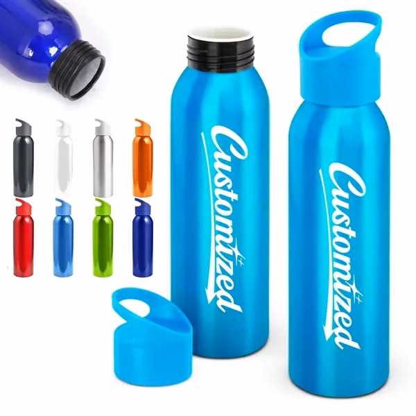 Custom 20 oz Aluminum Sports Water Bottle with Carry Handle — Reusable Promo