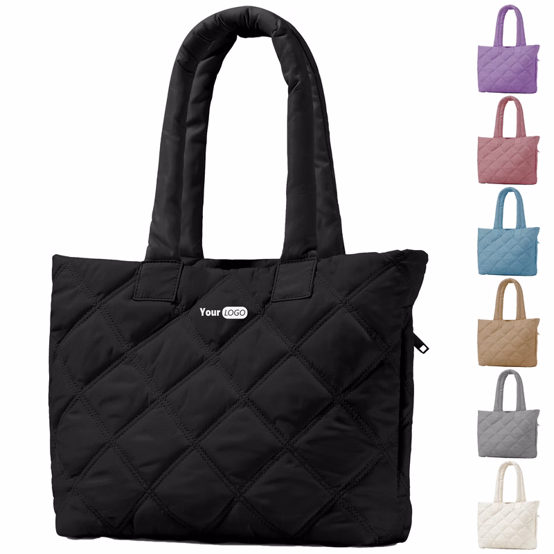 Nylon Solid Color Down Handbag
