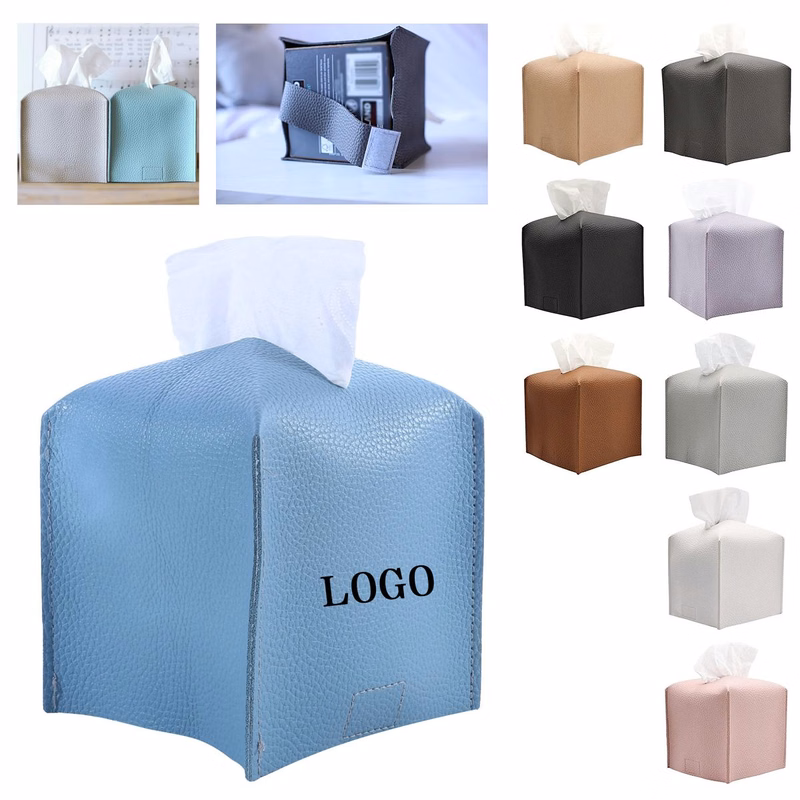Square Leather Tissue Box