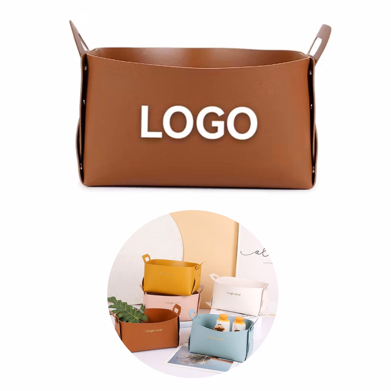 Small Leather Storage Basket