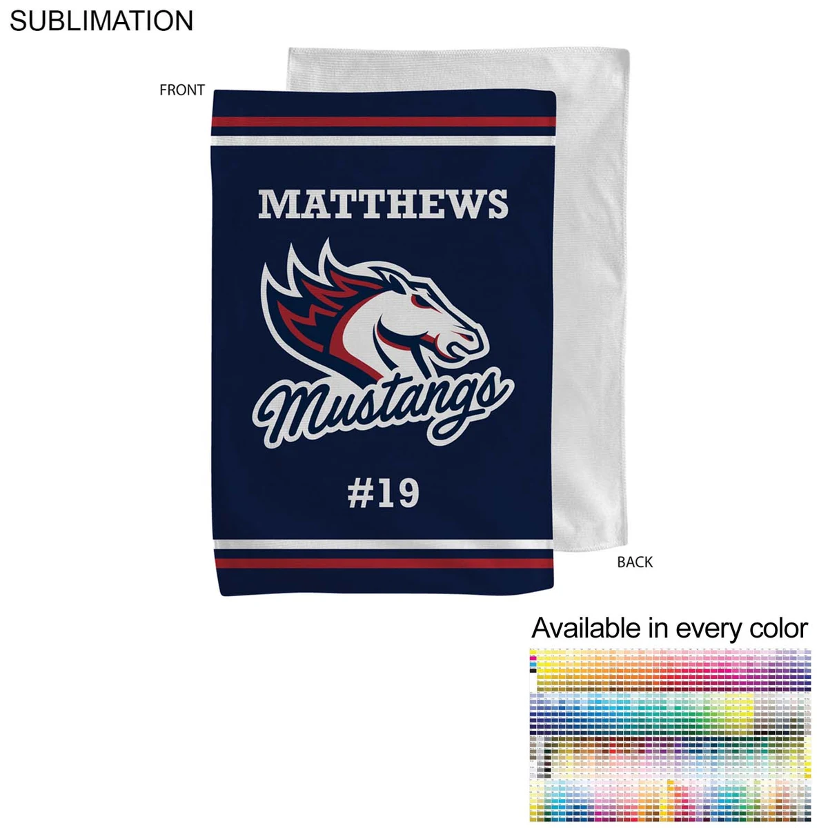 Team Towel in Microfiber Dri-Lite Terry, 12x18, Sublimated sports towel 1