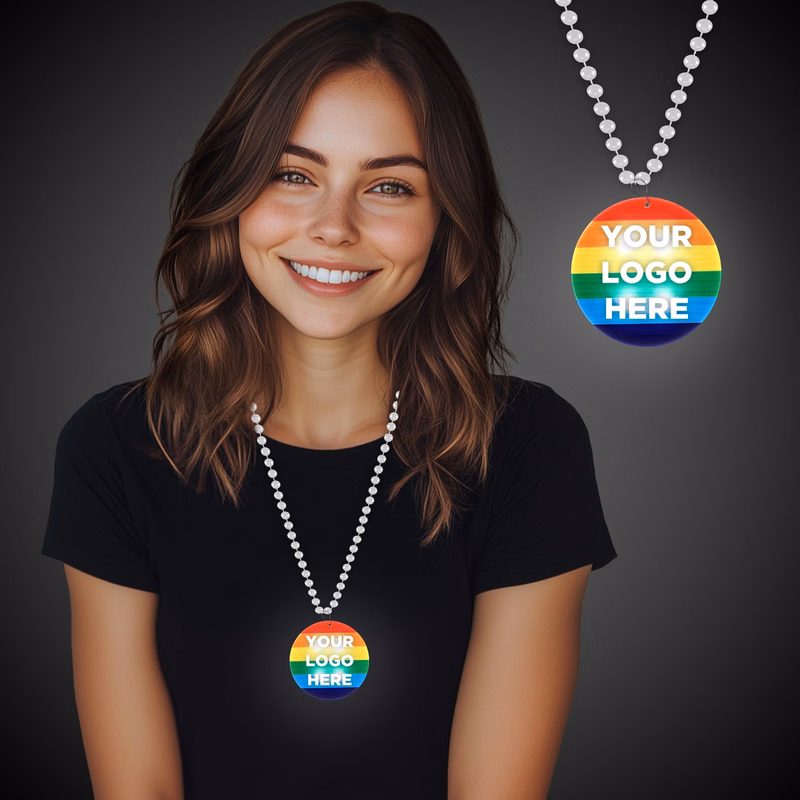 Rainbow Pride Light Up Round Medallion (Pad Print)