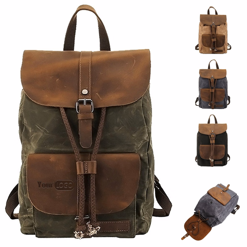 Cowhide Outdoor Men'S Waterproof Leisure Backpack
