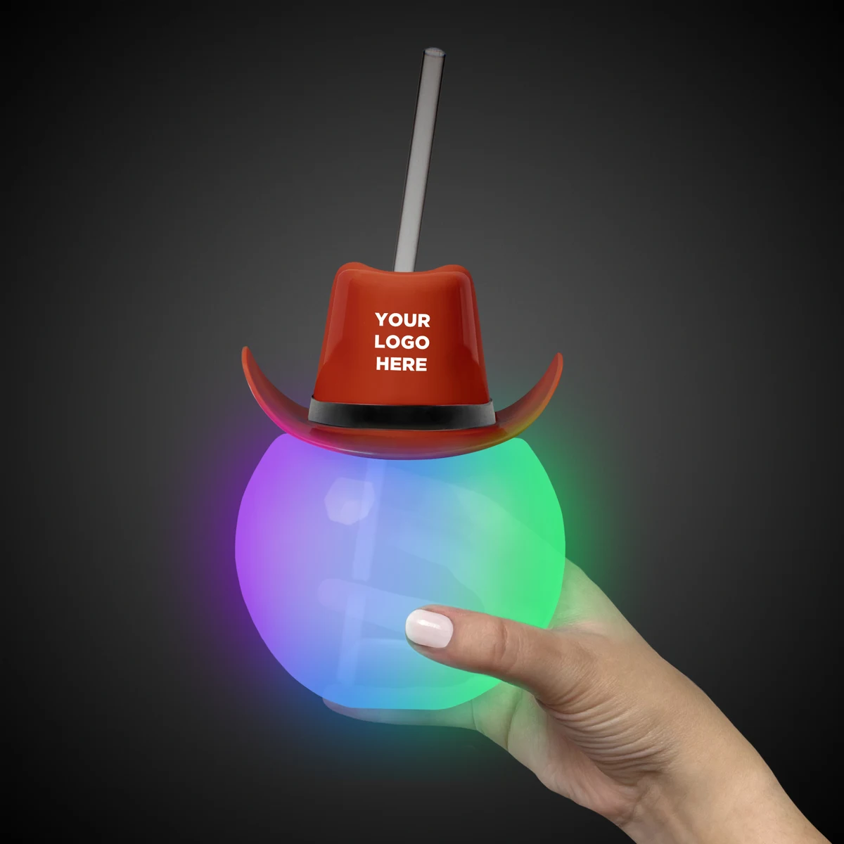 20oz Multicolor LED Ball Tumbler with Straw and Brown Hat(hat not assembled) 1