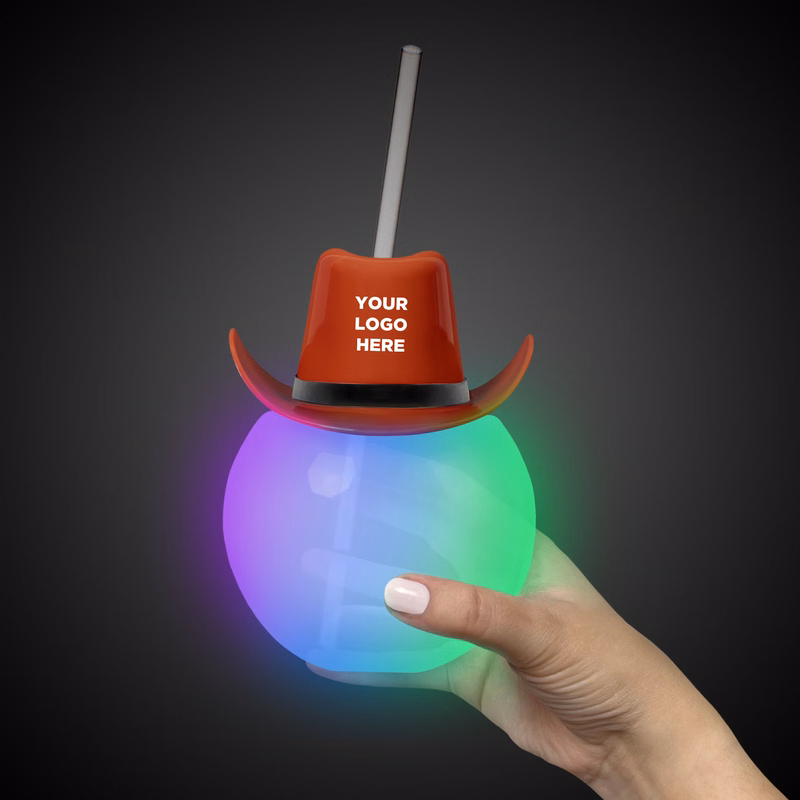 20oz Multicolor LED Ball Tumbler with Straw and Brown Hat(hat not assembled)