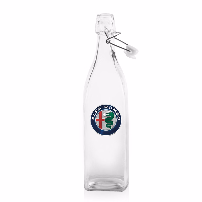 34 oz. Wire Lid Square Carafe Glass Water Bottles
