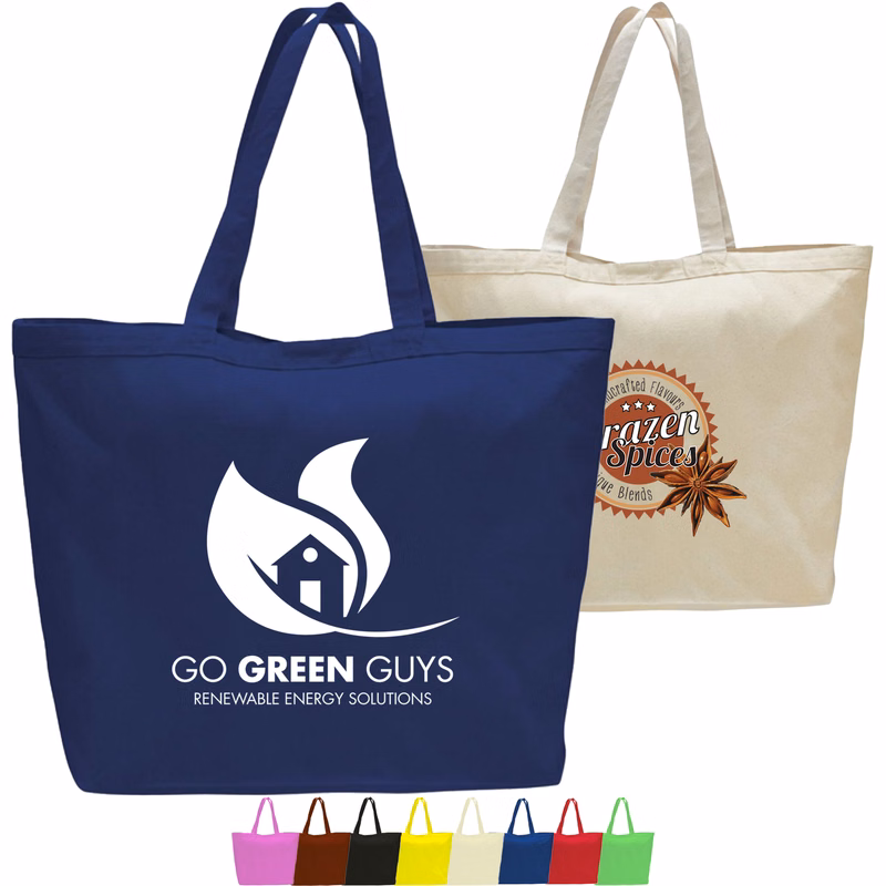 12 oz. Cotton Canvas Big Tote with Velcro Closure USA Decorated (23" x 17")