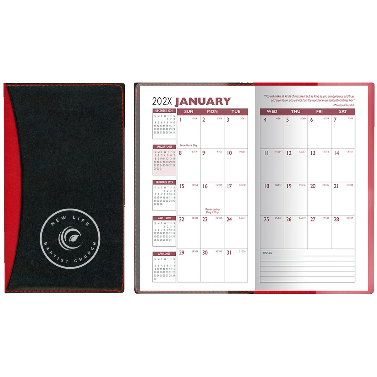 Soft Cover 2 Tone Vinyl Geneva Series Monthly Planner / 2 Color 1