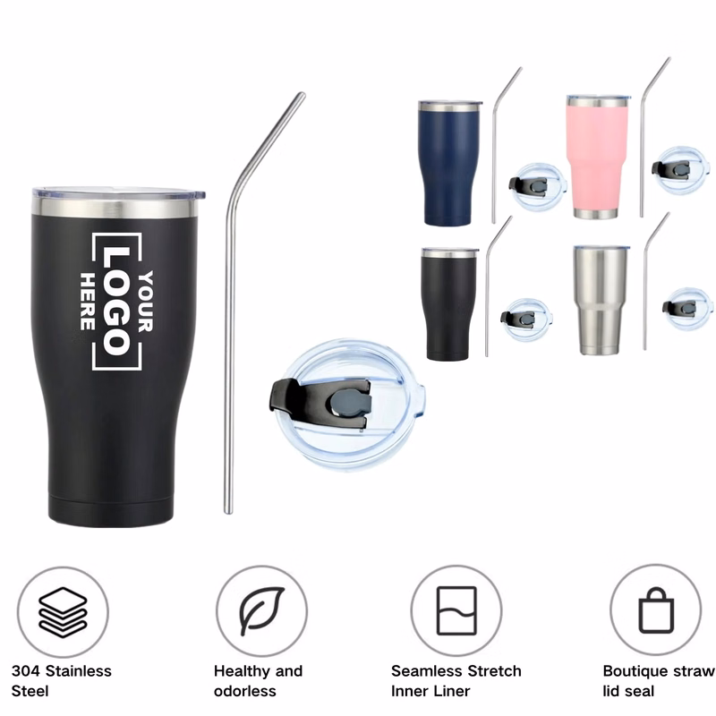 Stainless Steel Cup With Lid And Straw