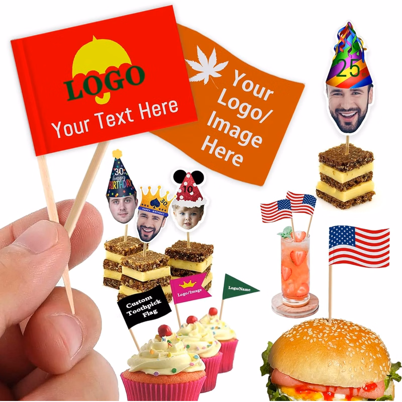 Custom Toothpick Flags with Party Decoration Food Labeling