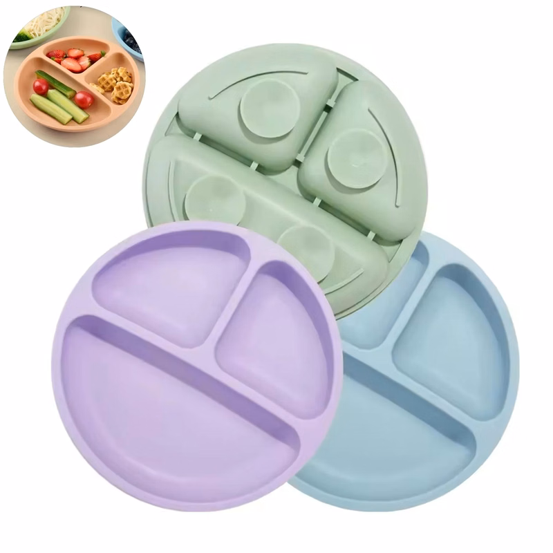 Round Silicone Suction Plate With Lid