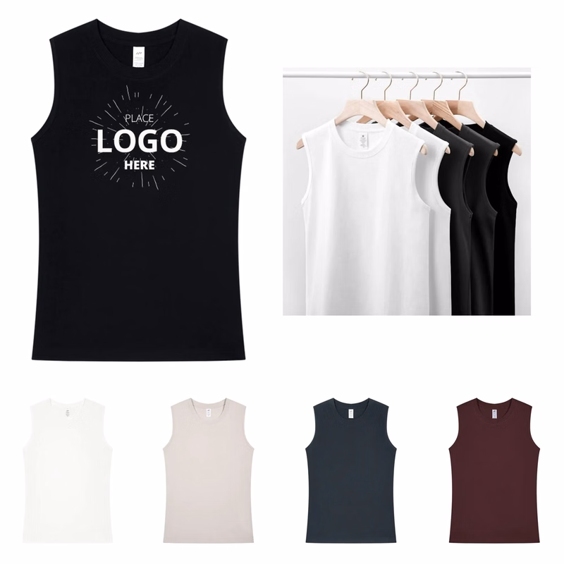Knit Cotton Sleeveless T-Shirt