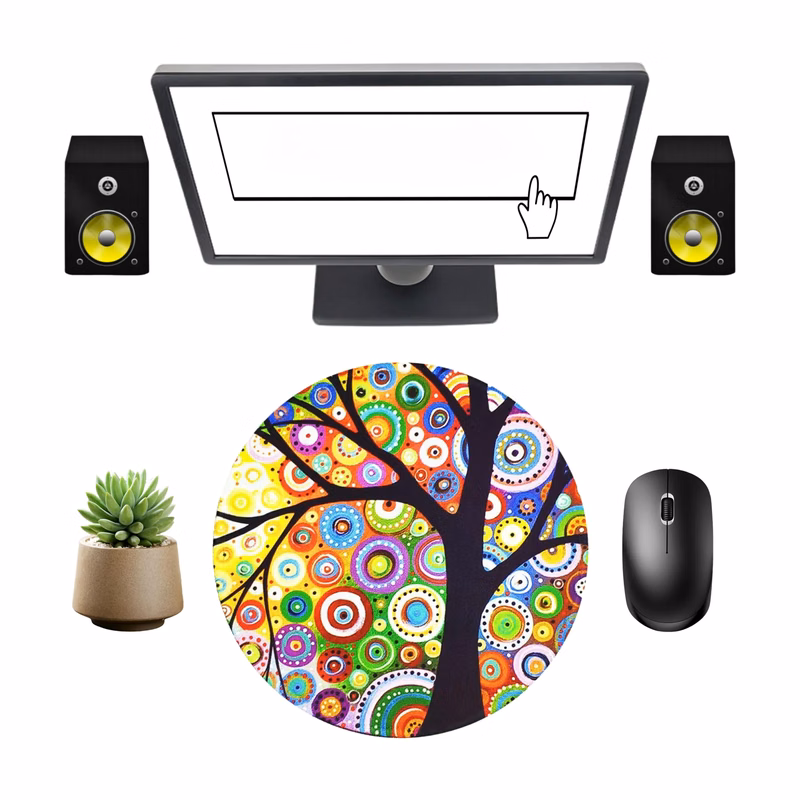 MOQ 50 Pricebuster 8" x 1/8" Stitched Edge Round Mouse Pad