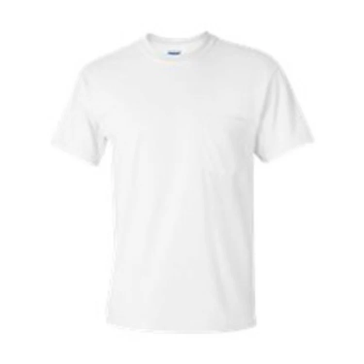 Embroidered G2300 100% Cotton White T-shirt with pocket 1