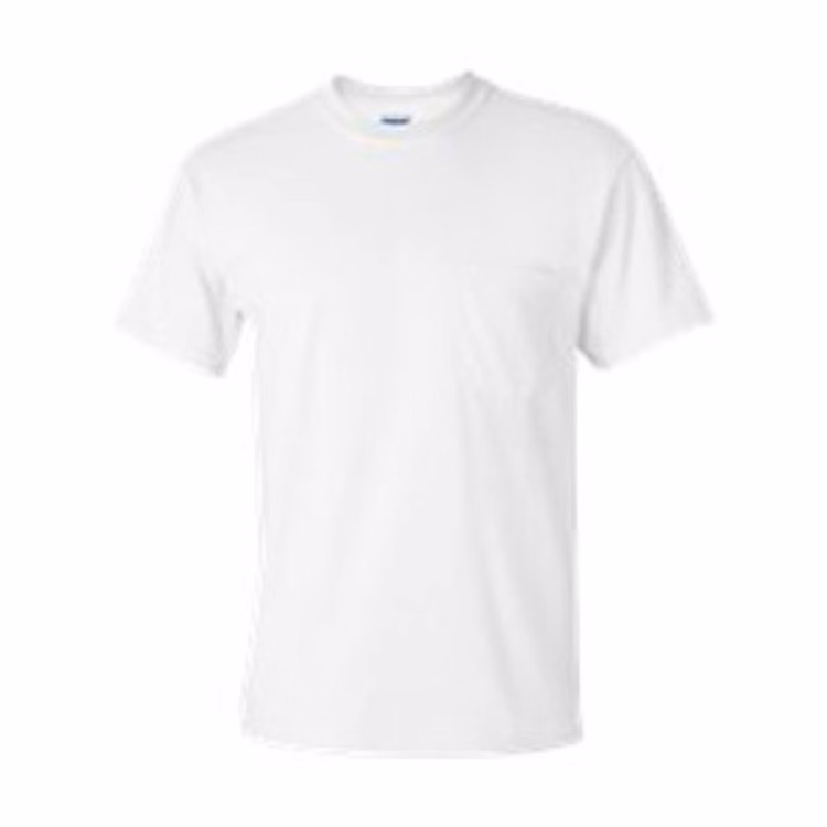 Embroidered G2300 100% Cotton White T-shirt with pocket