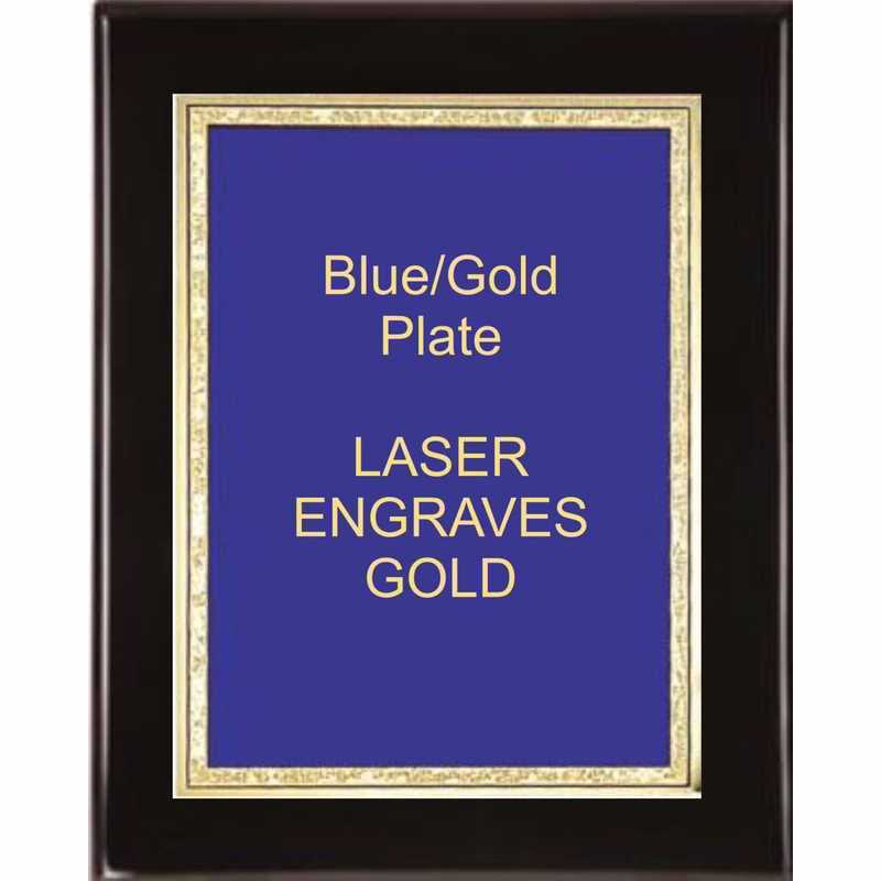 8" x 10" Black Premium Piano Finish Plaque with a Blue Florentine Plate