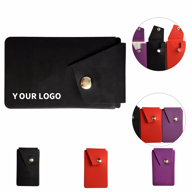Silicone Phone Card Wallet With Snap Closure And Stand