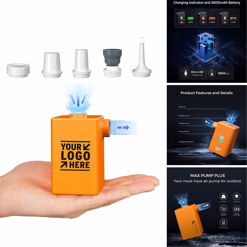 3600mAh Battery USB Rechargeable Lightest Plus Portable Quick Inflate Deflate Air Pump