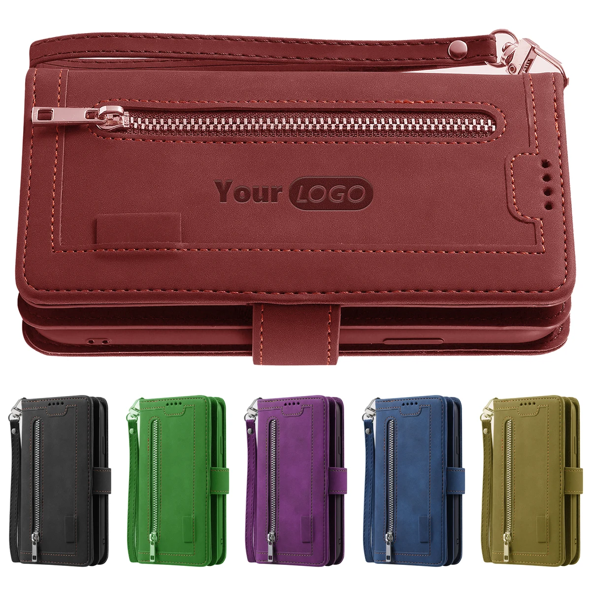 Leather All-In-One Phone Case With Wallet And Zippered Coin Pocket 1