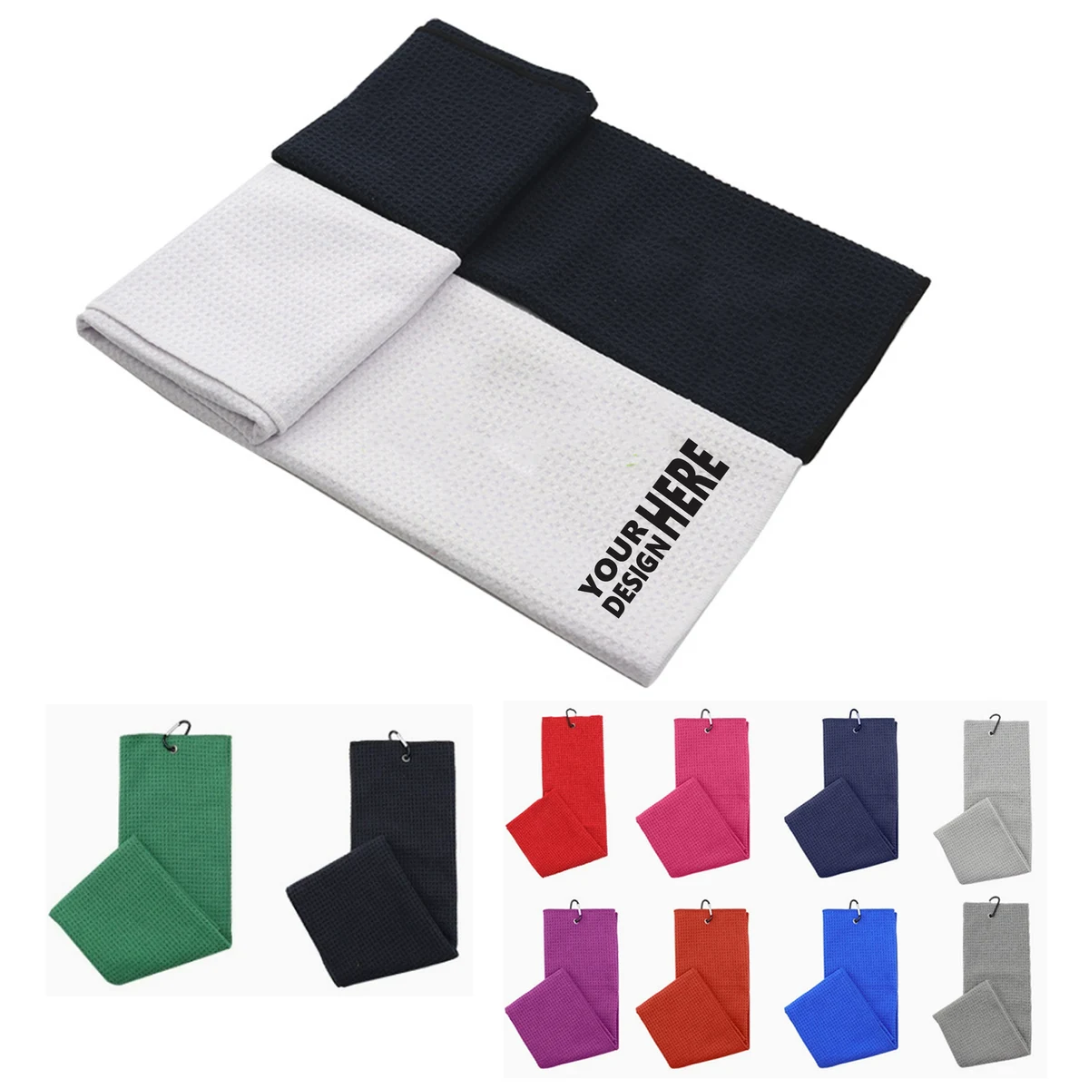 Custom Tri-Fold Golf Towel With 1 Holes 1