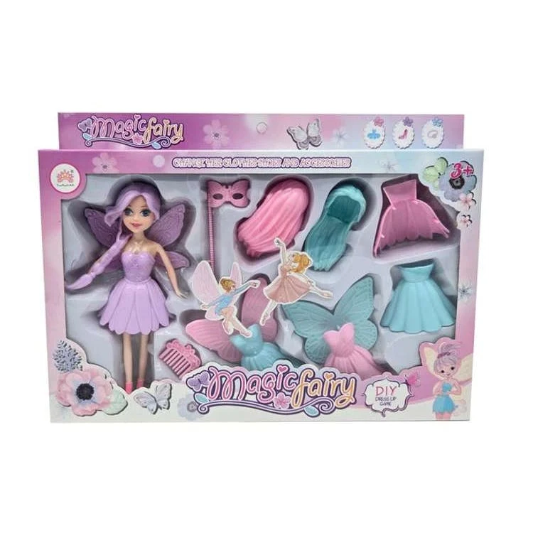 Fairy Dress-Up Doll with Changeable Outfits and Wings 7" 1