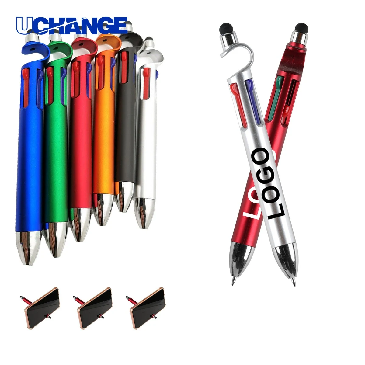 Custom Logo Ballpoint Pen With Phone Holder 1