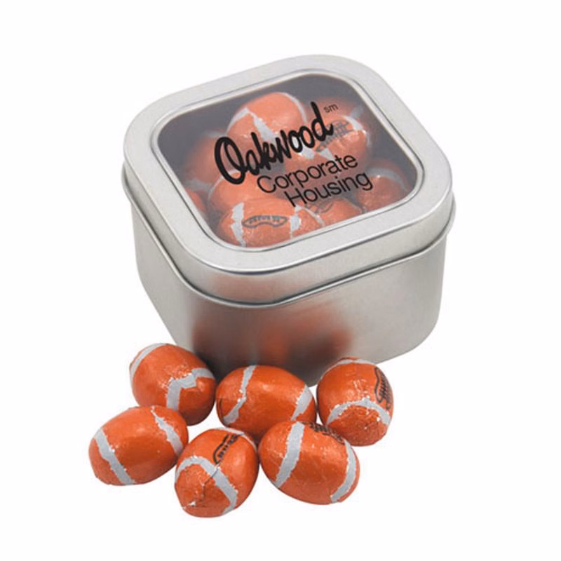 Window Tin with Chocolate Footballs