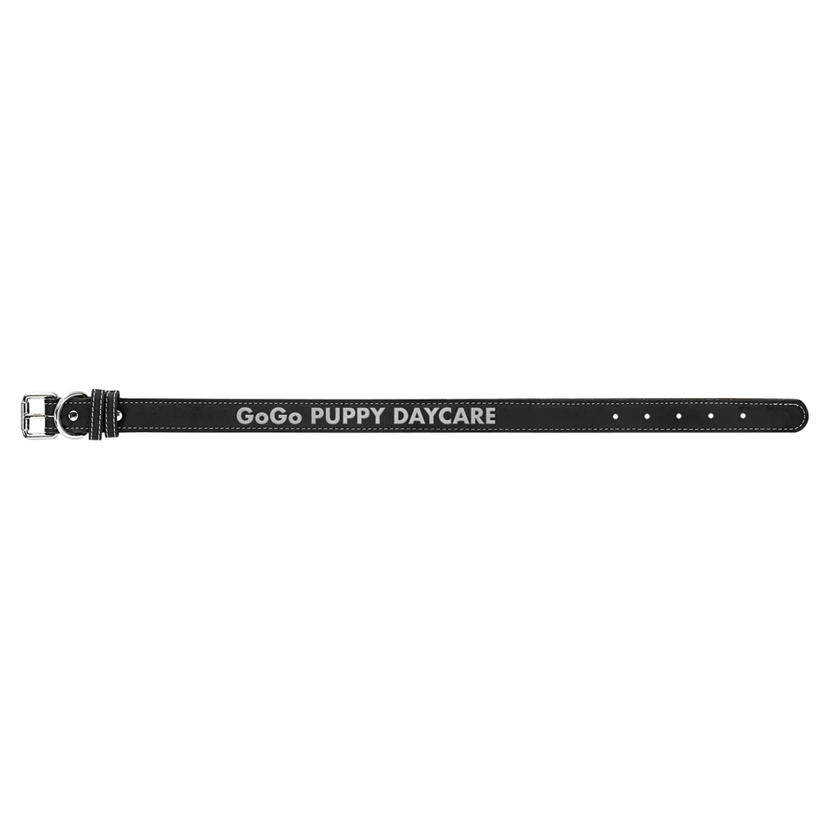 23" x 1" Black/Silver Leatherette Dog Collar 1