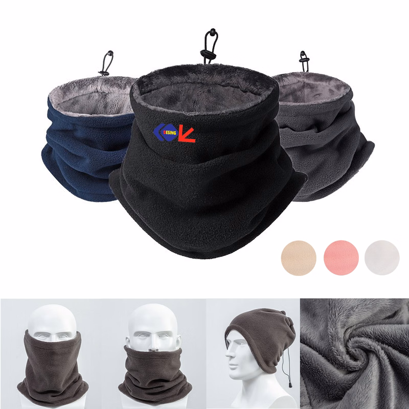 Adjustable Fleece Neck Warmer with Drawstring