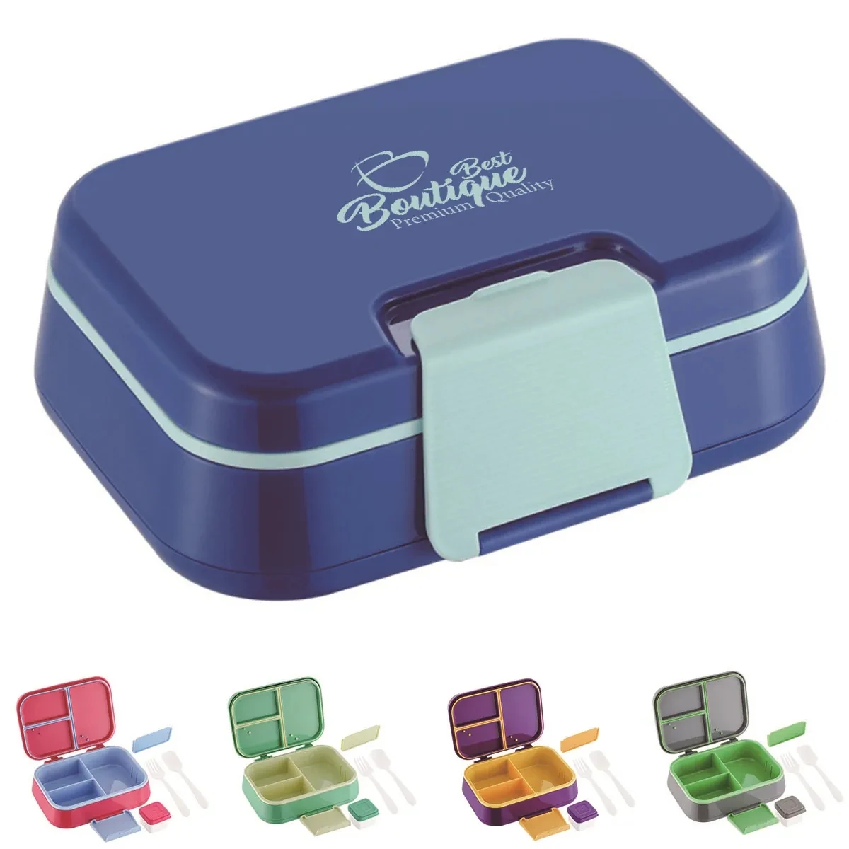 Reusable layered Compartment Food Lunch Box with cutlery 1